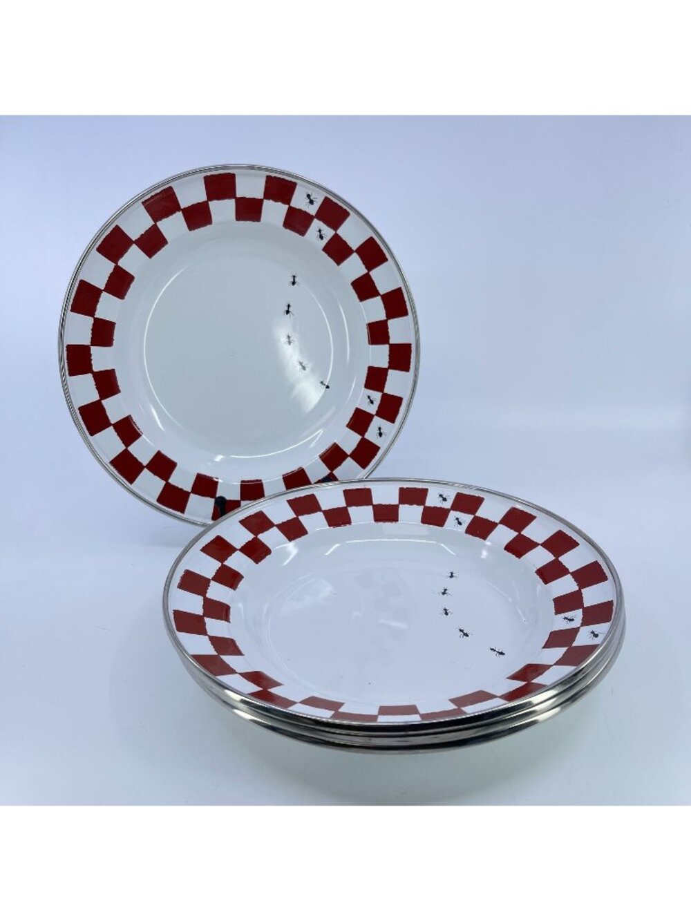 vintage golden rabbit ii red checkered enamelware bowls set of 4 1999